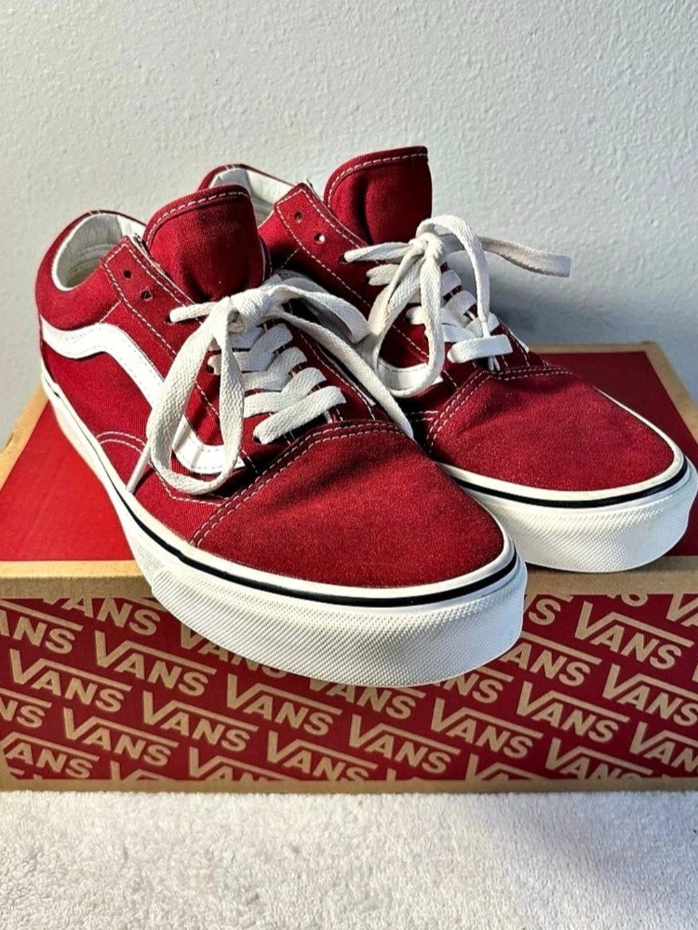 Vans Old Skool Rumba Red True White Shoes Men 7.5 Women 9 VN0A38G1VG4 Box